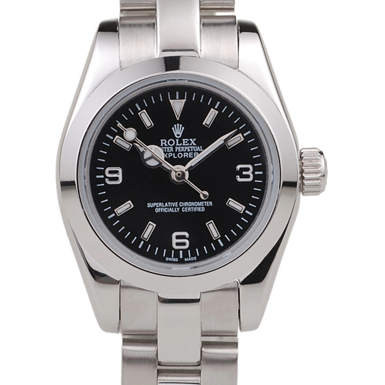 Aaa replica Polished Explorer 98089 Black Stainless Rolex Steel Dial 1013
